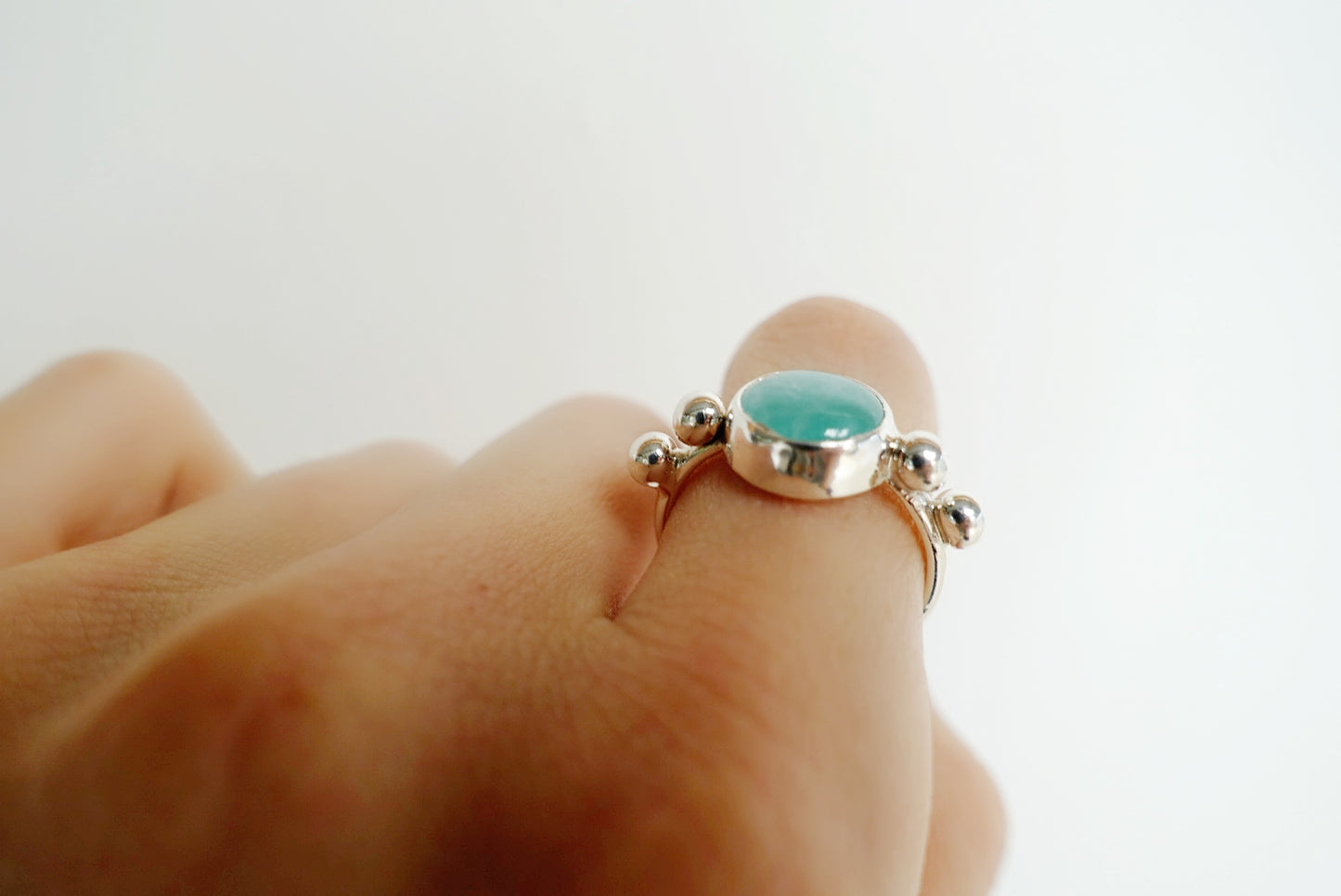 Speckled Stone Ring 2 - Amazonite (round)