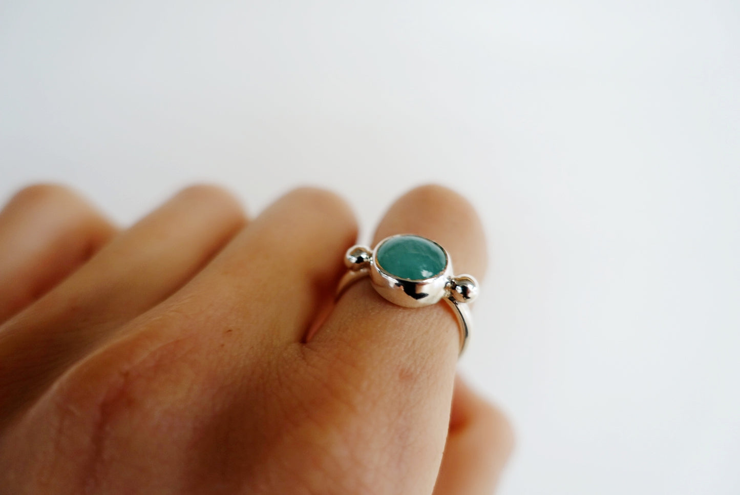 Speckled Stone Ring 1 - Amazonite (round)