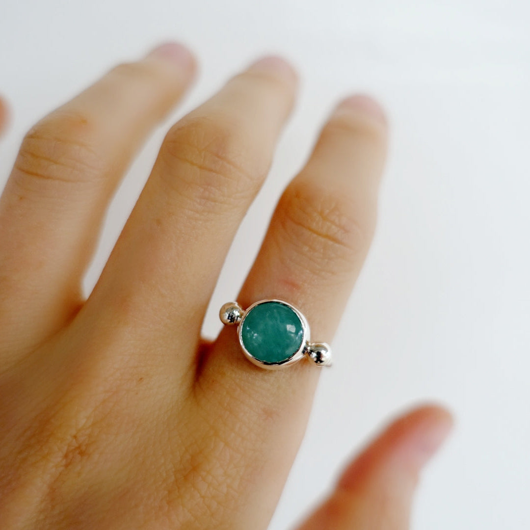 Speckled Stone Ring 1 - Amazonite (round)