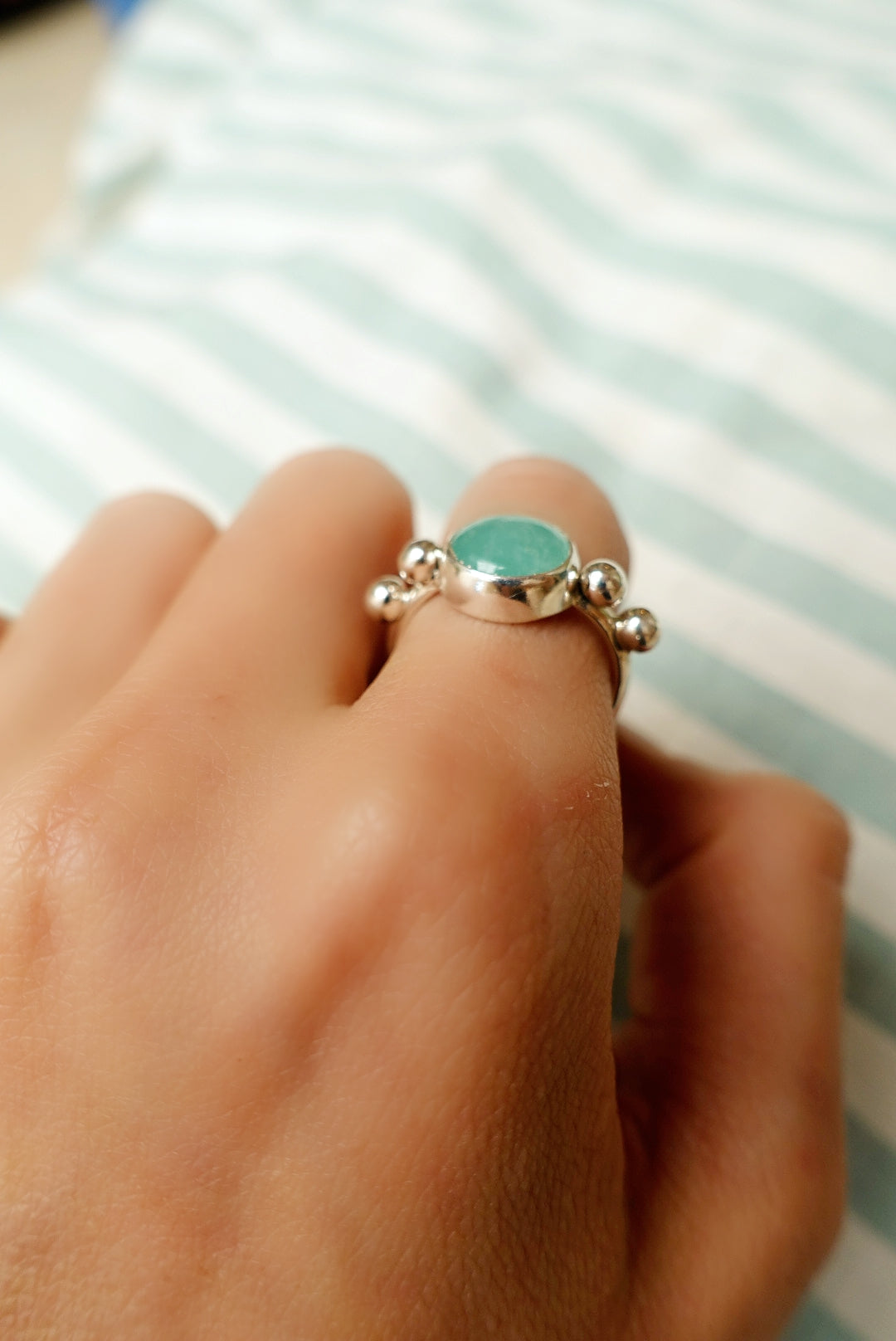 Speckled Stone Ring 2 - Amazonite (round)