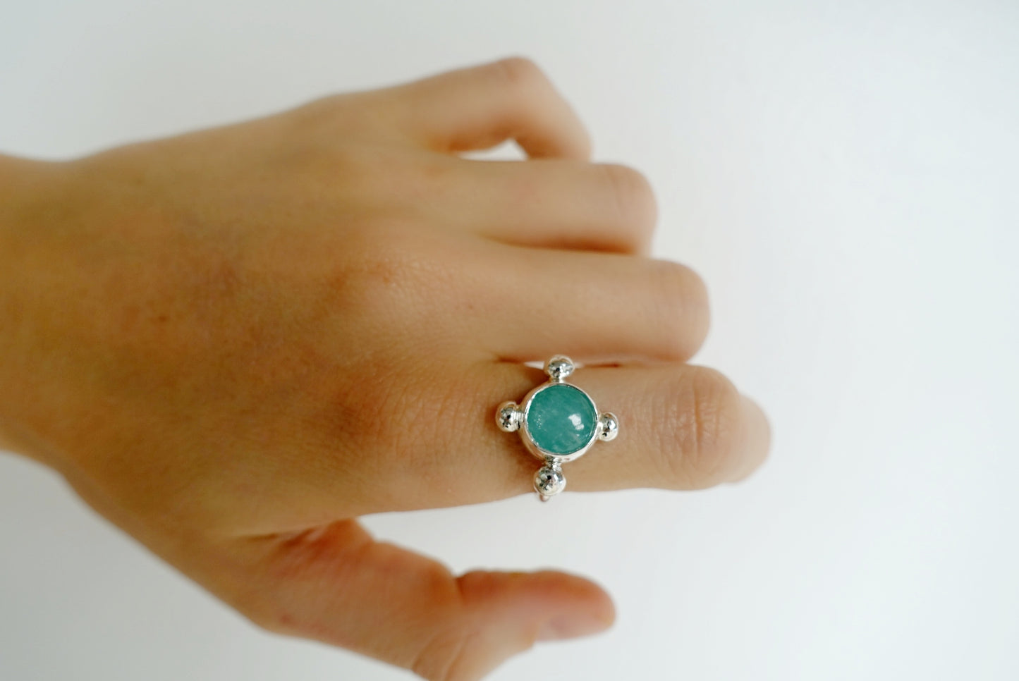 Speckled Stone Ring 3 - Amazonite Agate (round)