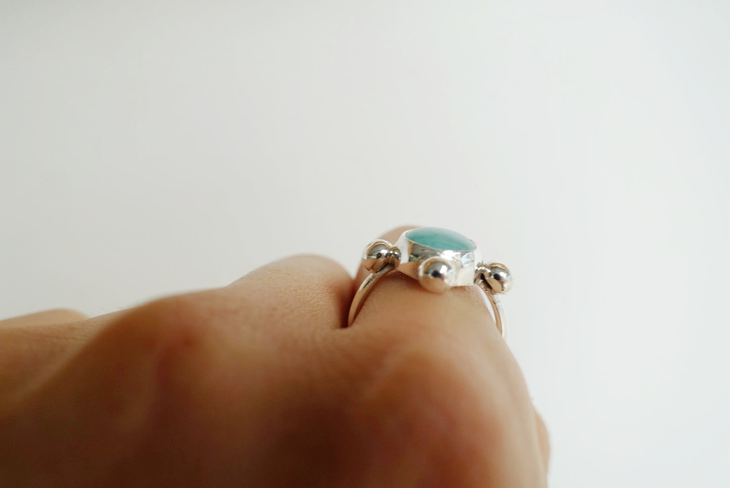 Speckled Stone Ring 3 - Amazonite Agate (round)