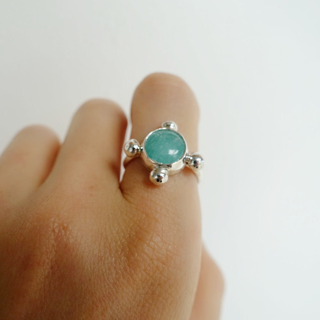 Speckled Stone Ring 3 - Amazonite Agate (round)