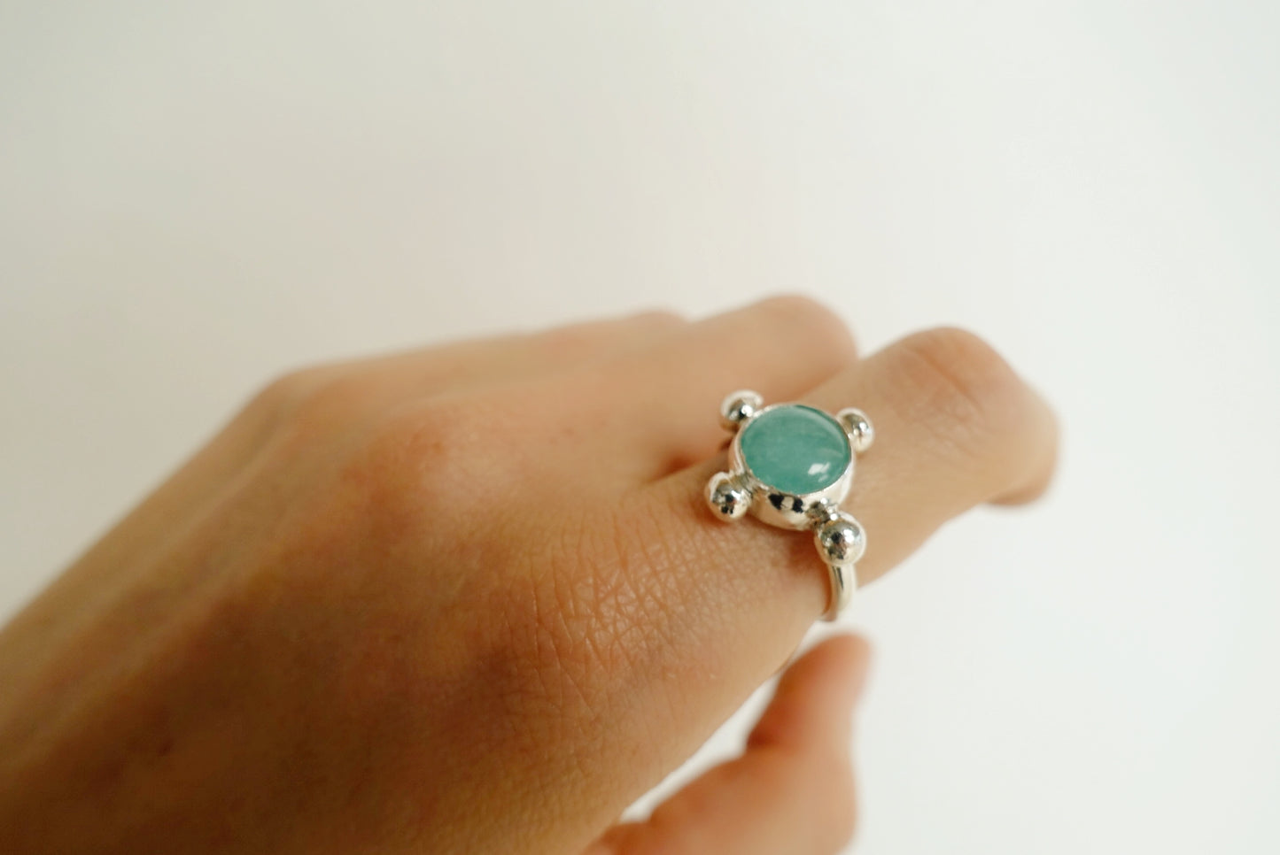 Speckled Stone Ring 3 - Amazonite Agate (round)