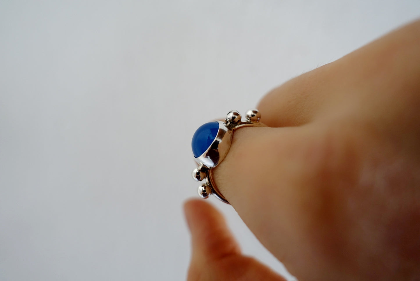 Speckled Stone Ring 2 - Blue Agate (round)