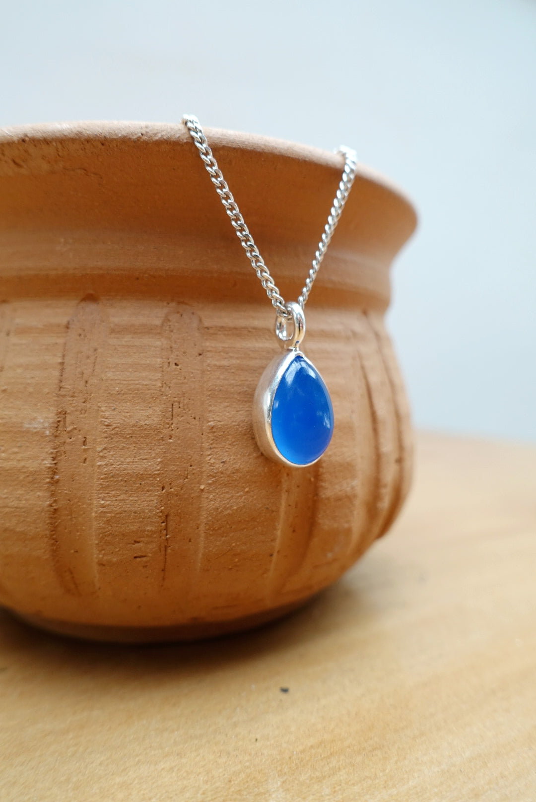Blue Agate (Teardrop) Gemstone Necklace