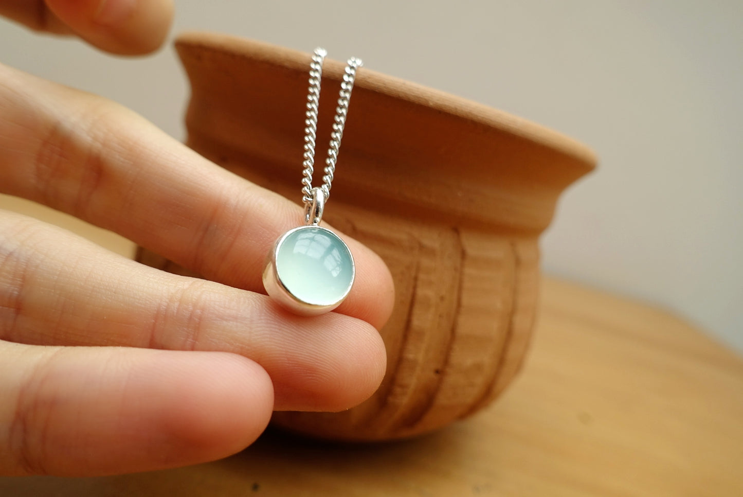 Blue Chalcedony Gemstone Necklace