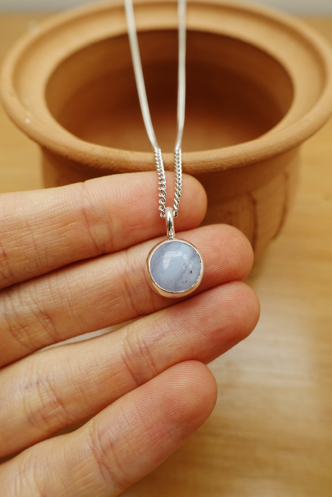 Blue Lace Agate Gemstone Necklace