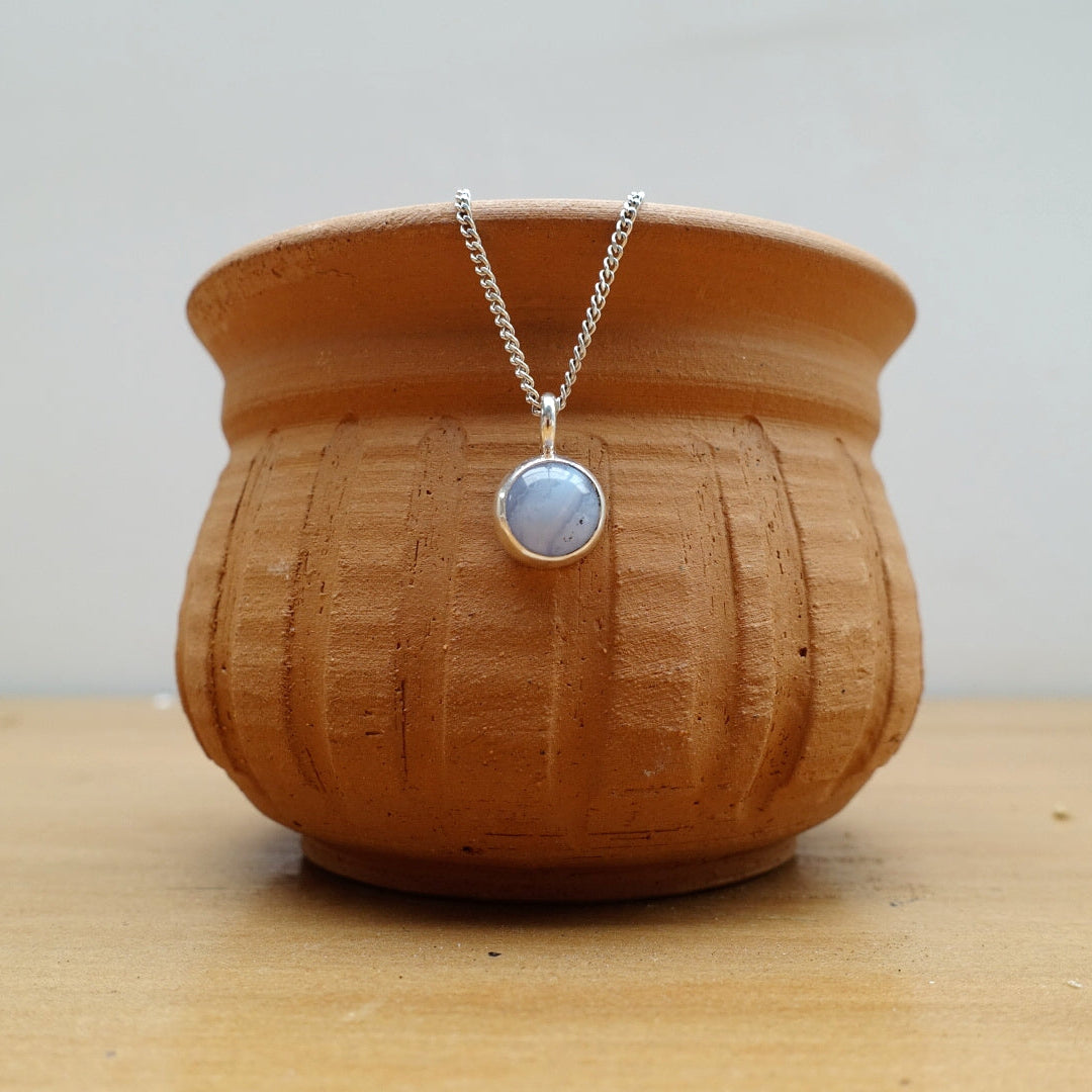 Blue Lace Agate Gemstone Necklace