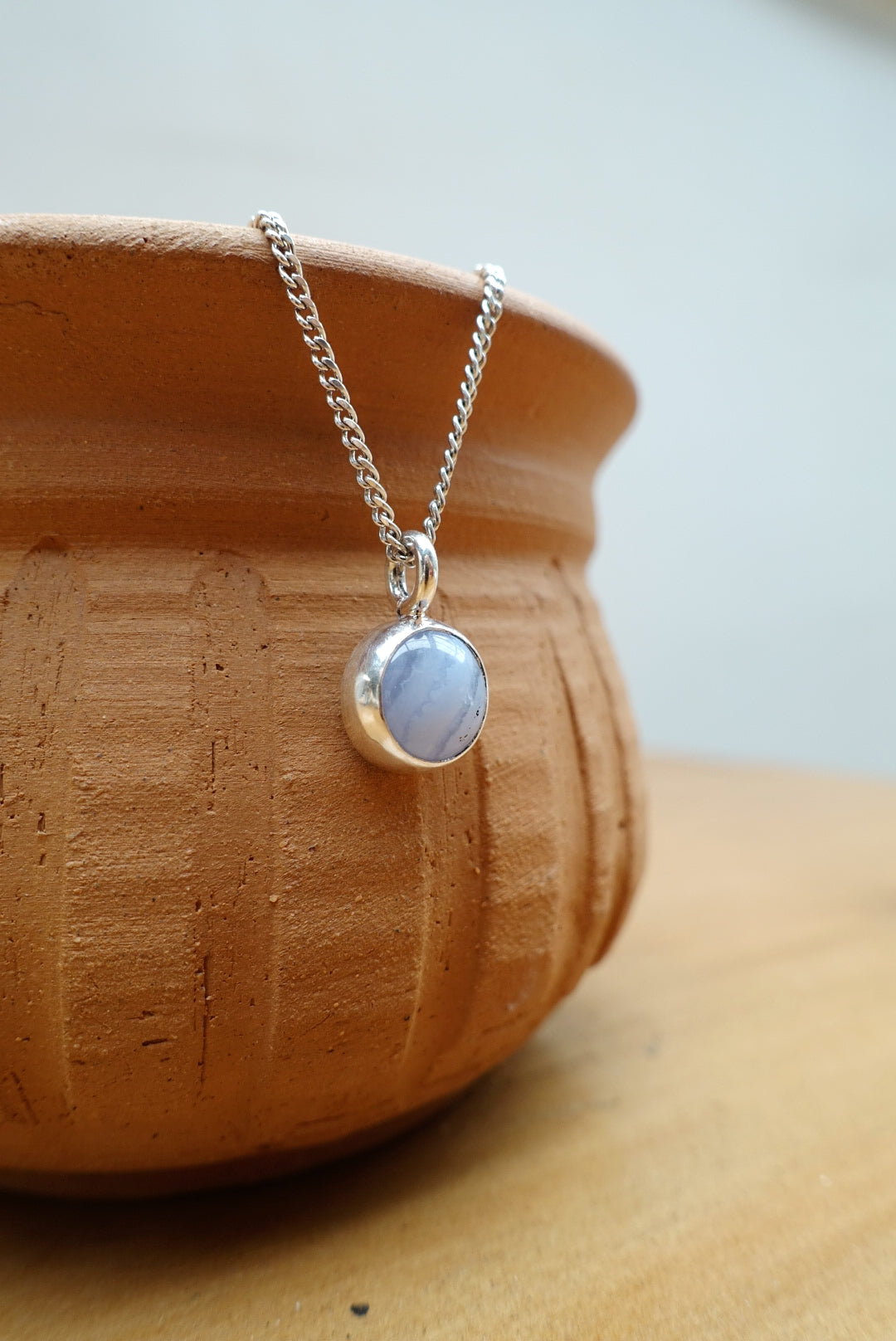 Blue Lace Agate Gemstone Necklace