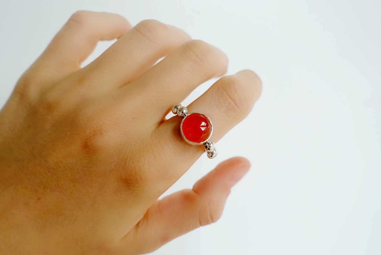 Speckled Stone Ring 2 - Carnelian (round)
