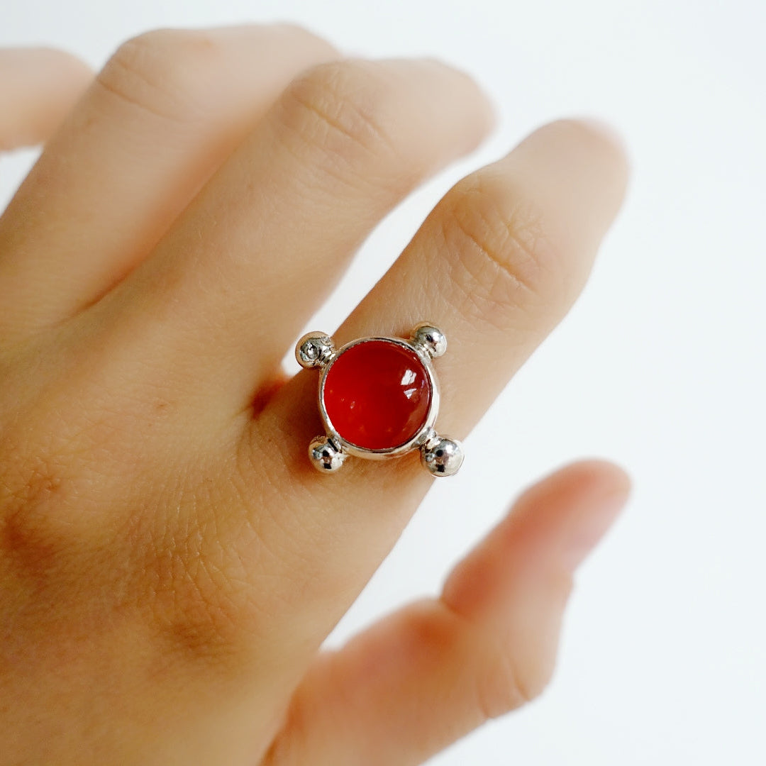 Speckled Stone Ring 3 - Carnelian (round)