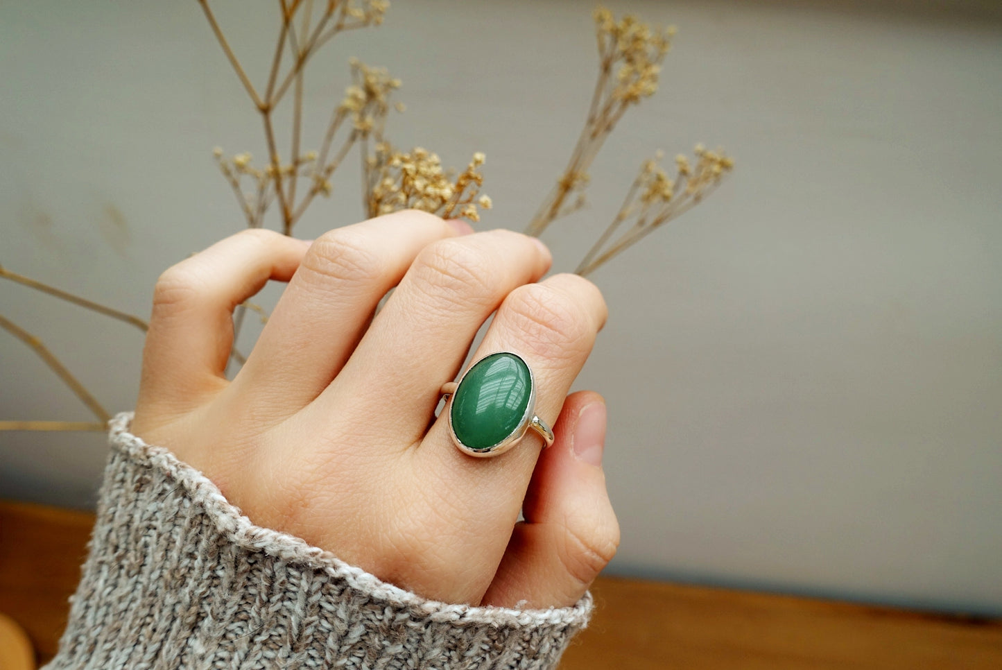 Stone Asilia Ring -  (Aventurine oval large)