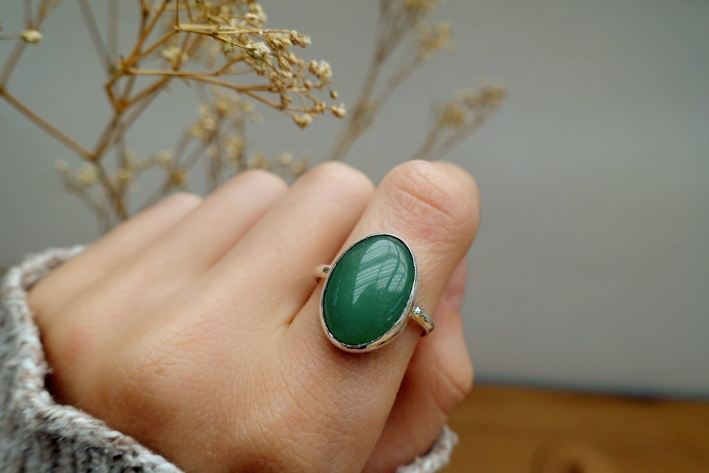 Stone Asilia Ring -  (Aventurine oval large)