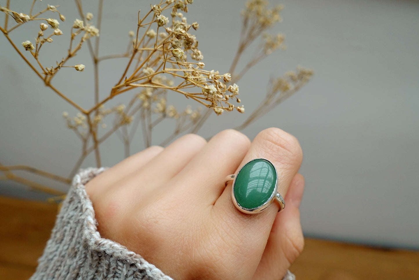 Stone Asilia Ring -  (Aventurine oval large)