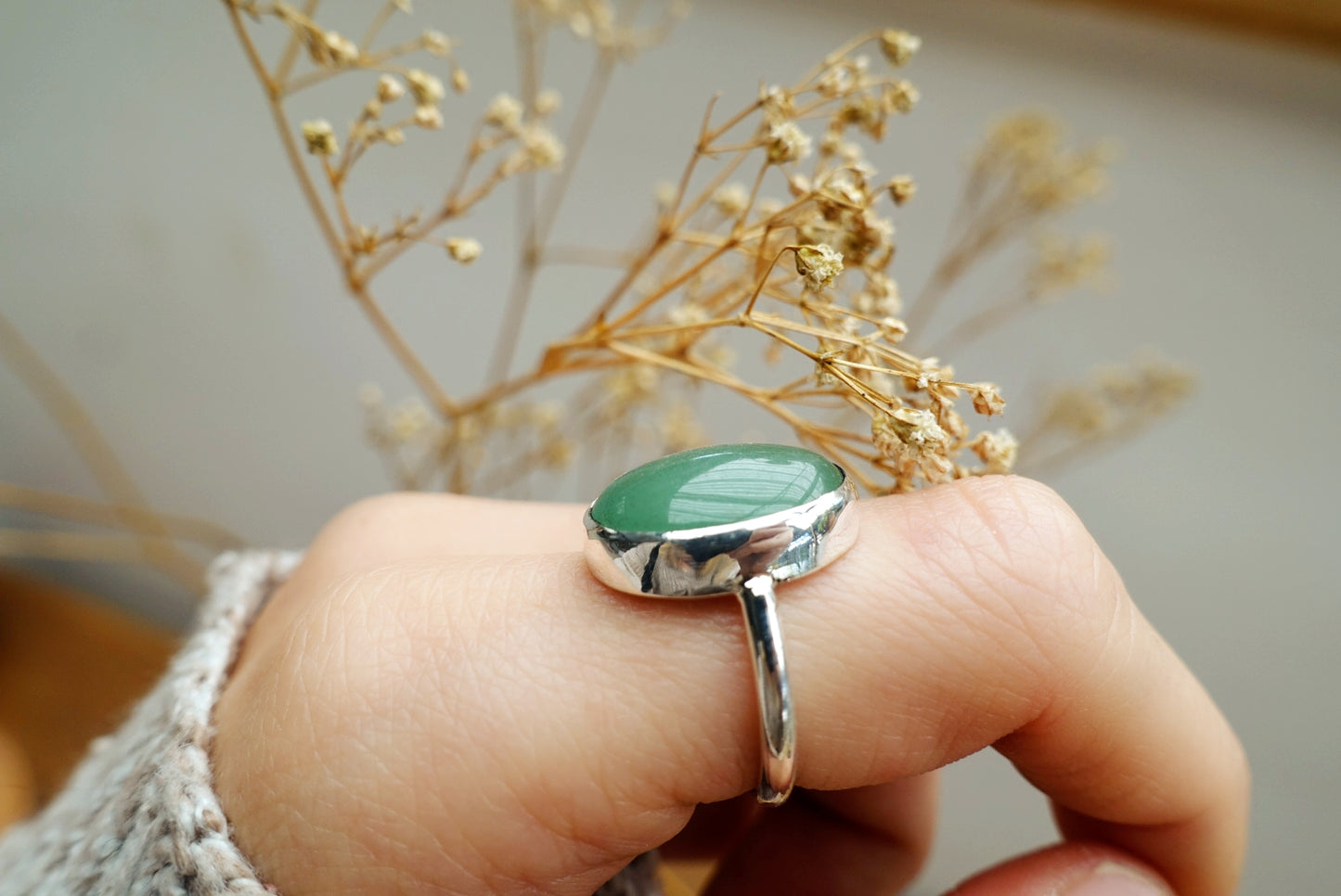 Stone Asilia Ring -  (Aventurine oval large)