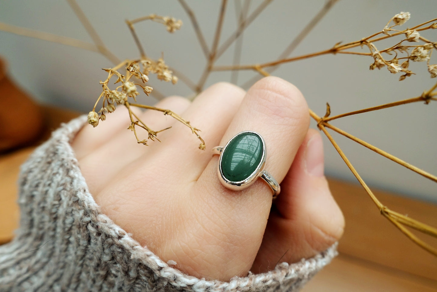 Stone Asilia Ring -  (Aventurine oval)