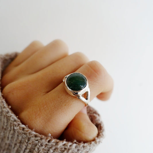 Stone Forked Asilia Ring - (Aventurine round)