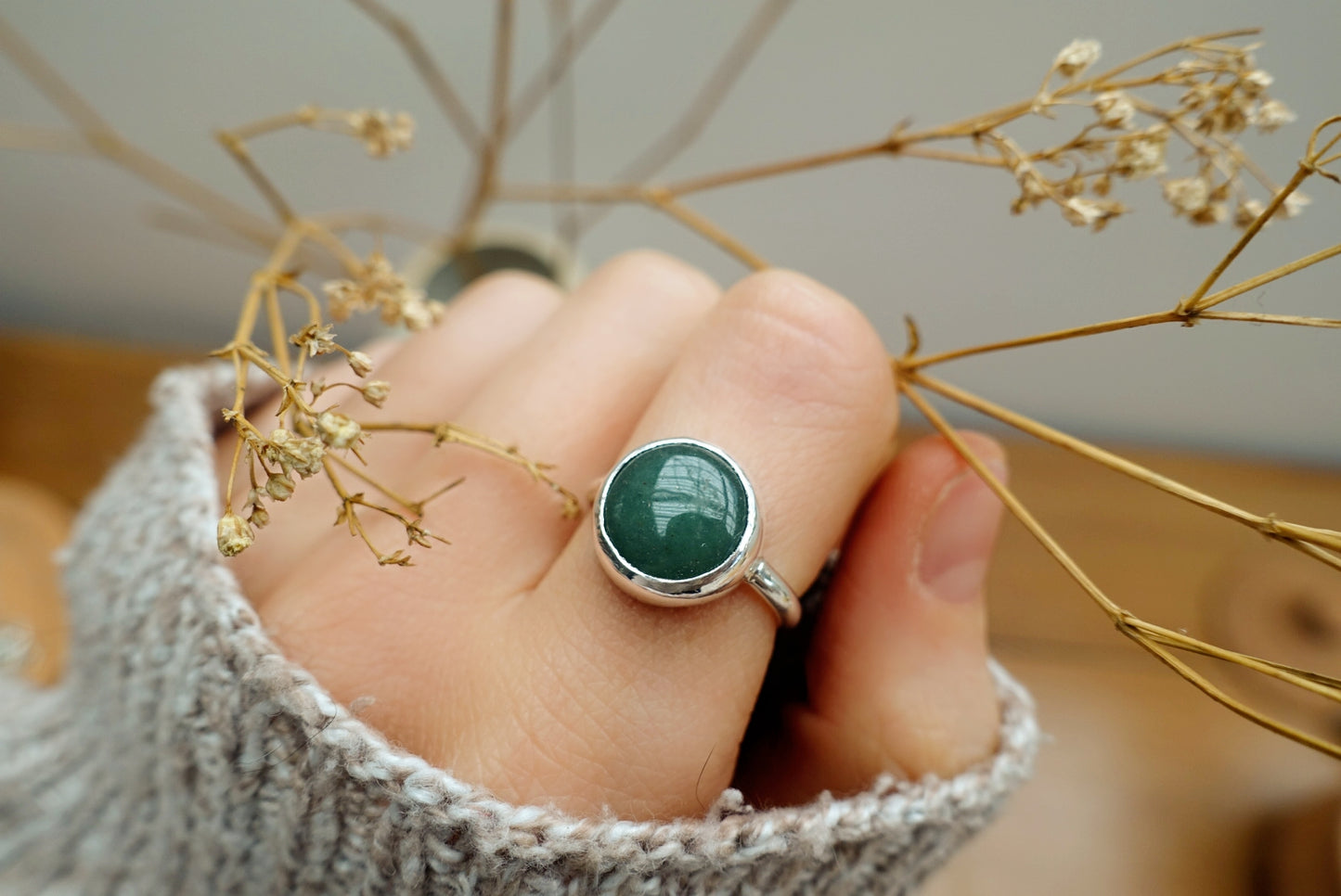 Stone Asilia Ring -  (Aventurine round)