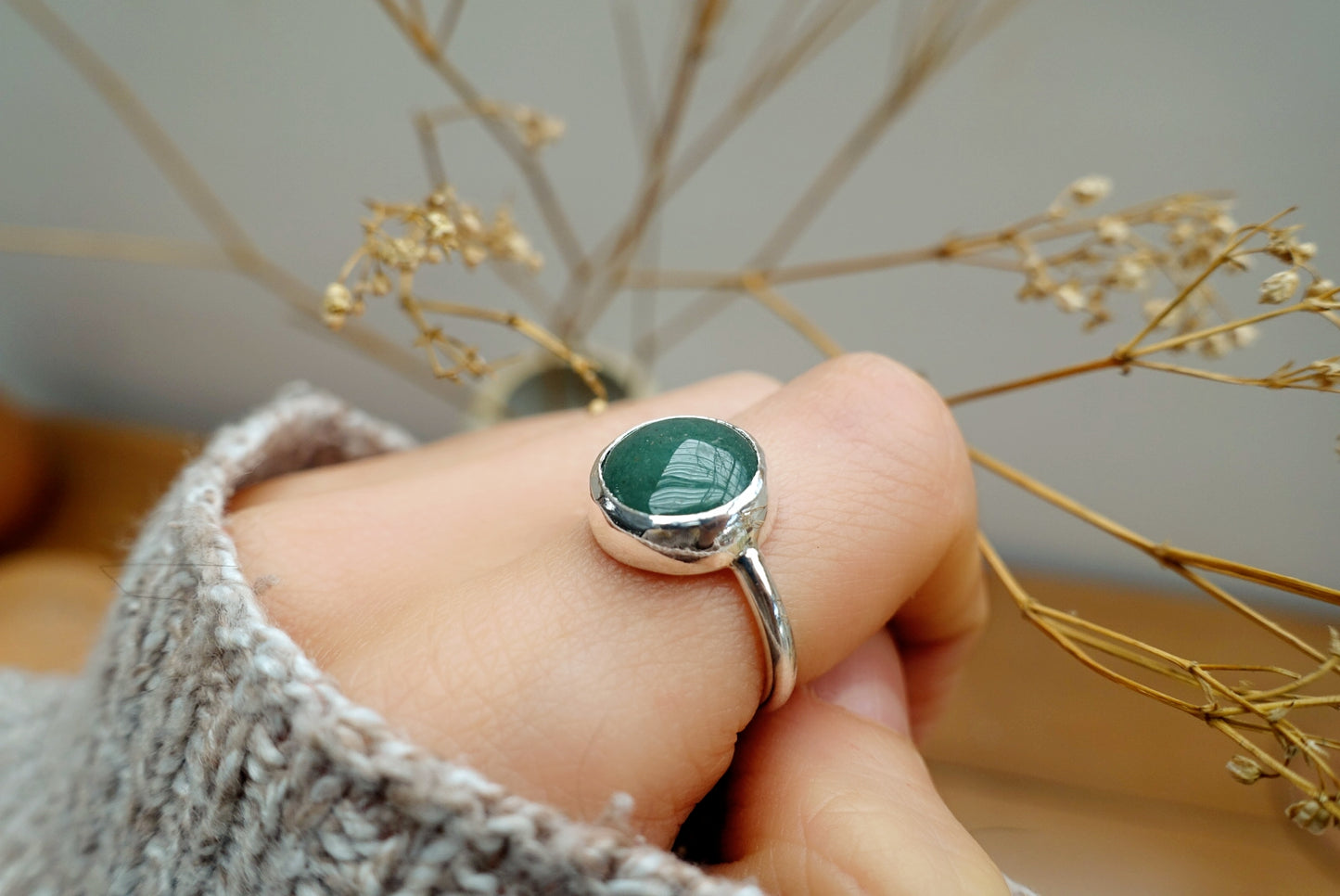 Stone Asilia Ring -  (Aventurine round)