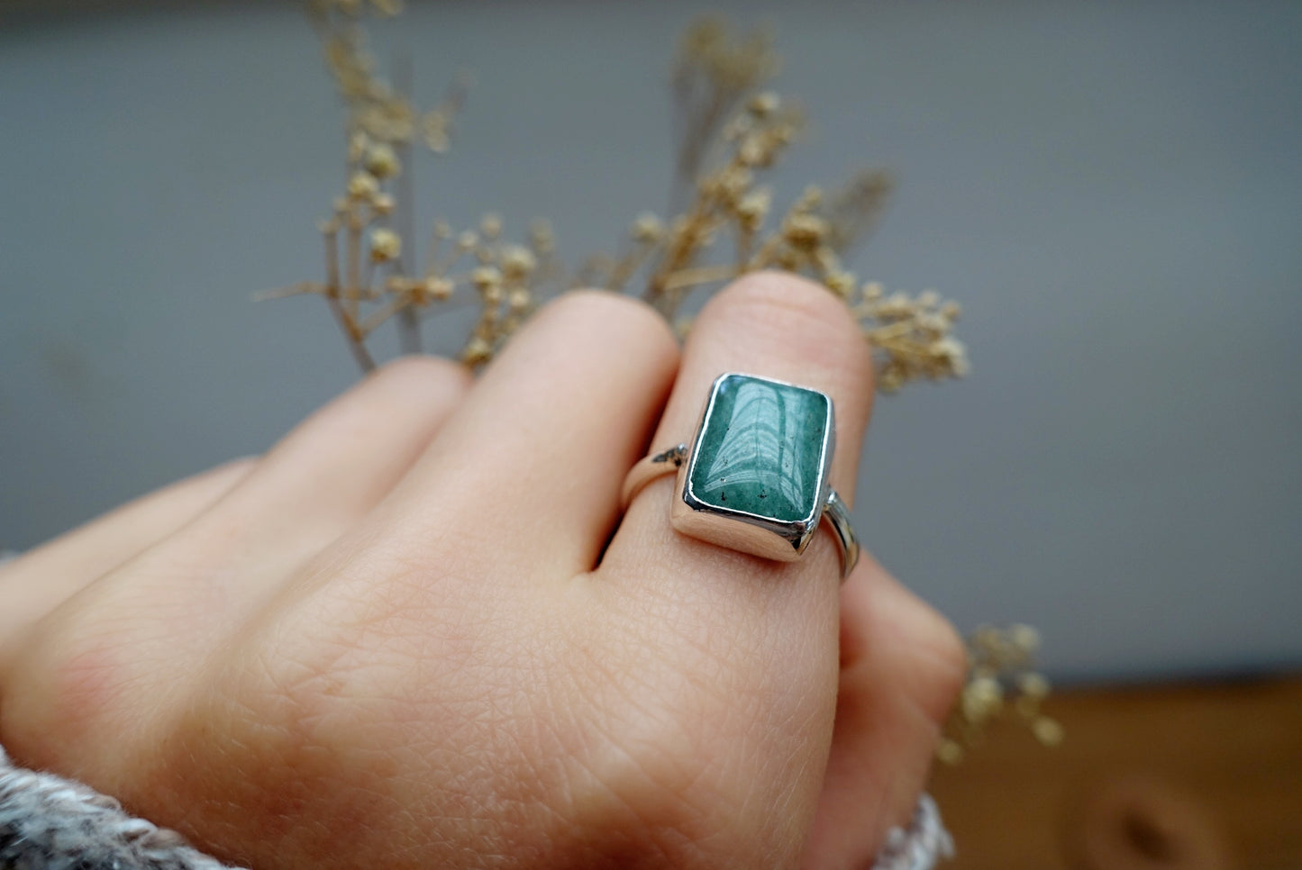 Stone Asilia Ring - (Aventurine square/rectangle)