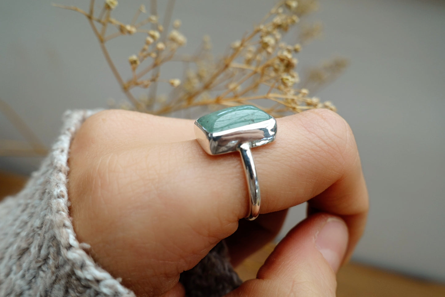 Stone Asilia Ring - (Aventurine square/rectangle)