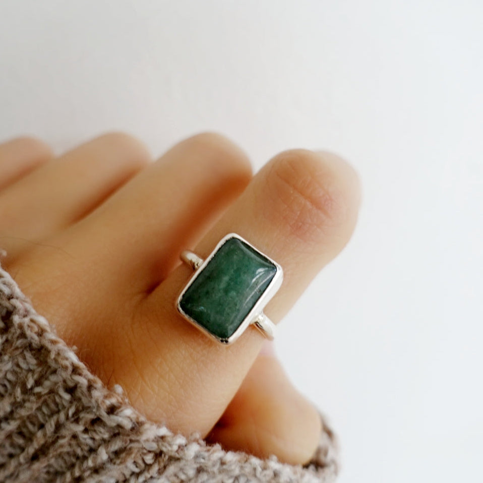 Stone Asilia Ring - (Aventurine square/rectangle)