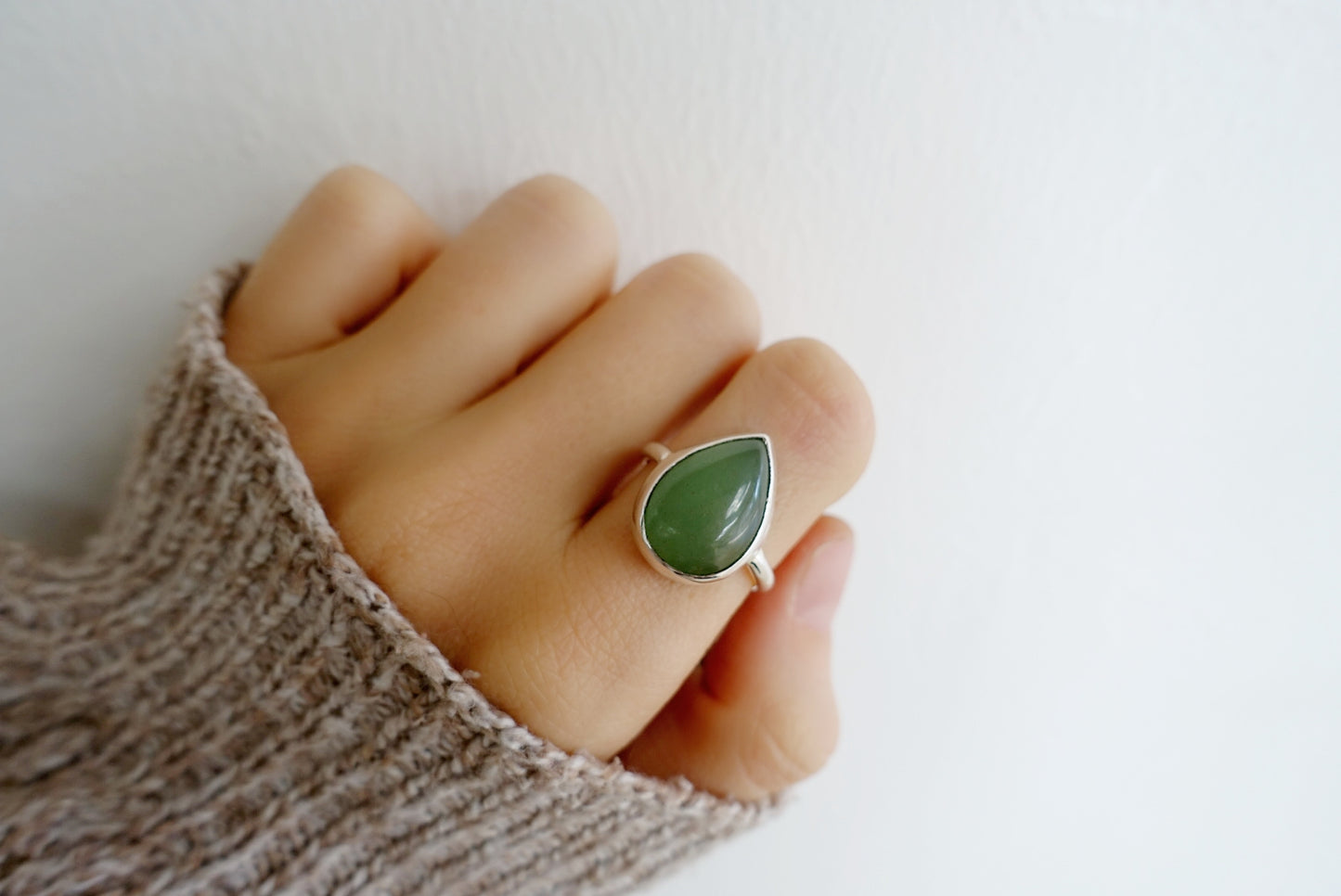 Stone Asilia Ring -  (Aventurine teardrop)