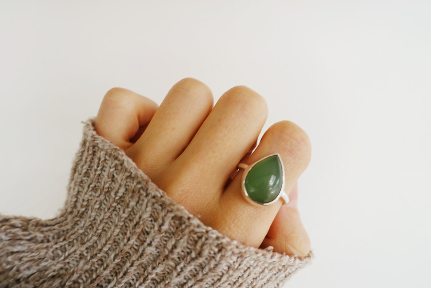 Stone Asilia Ring -  (Aventurine teardrop)