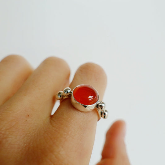 Speckled Stone Ring 2 - Carnelian (round)