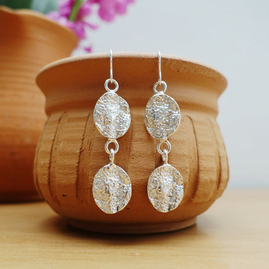 Elephant Skin Double-Drop Earrings