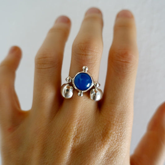 Stacked Rings: Tasmin Ring + Blue Agate Speckled Stone Ring (III)