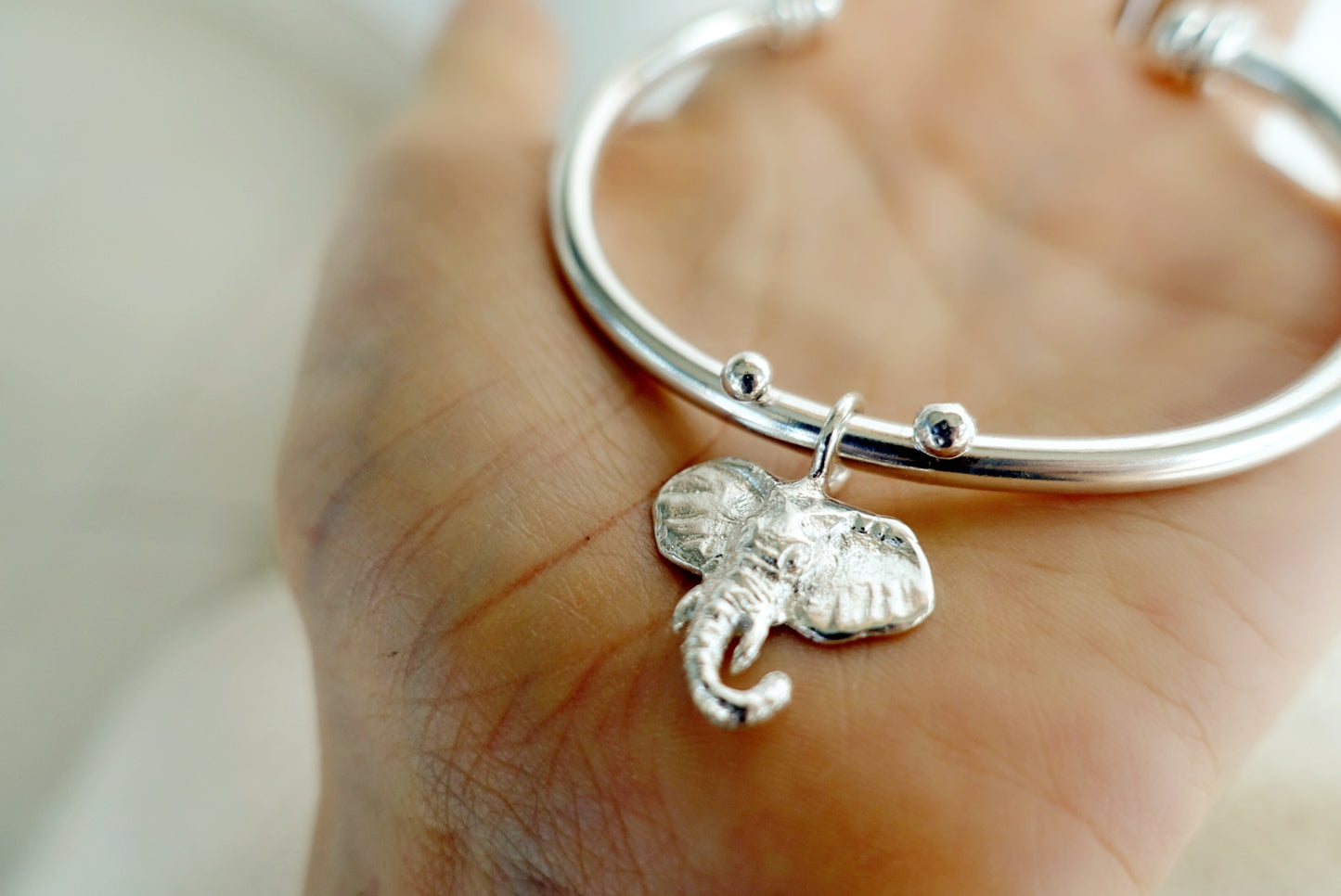 Tsavo Elephant Head - Speckled Charm Bangle