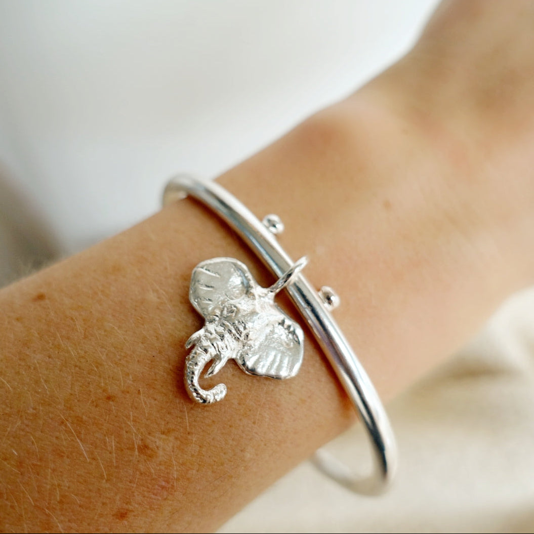 Tsavo Elephant Head - Speckled Charm Bangle