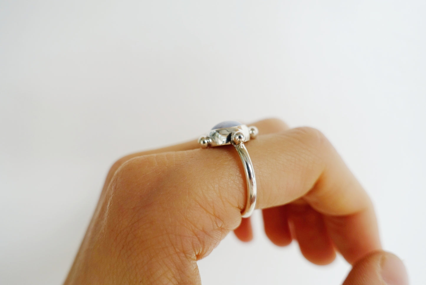 Speckled Stone Ring 3 - (Blue Lace Agate round)