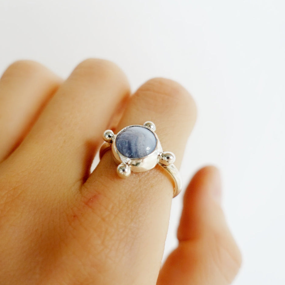 Speckled Stone Ring 3 - (Blue Lace Agate round)