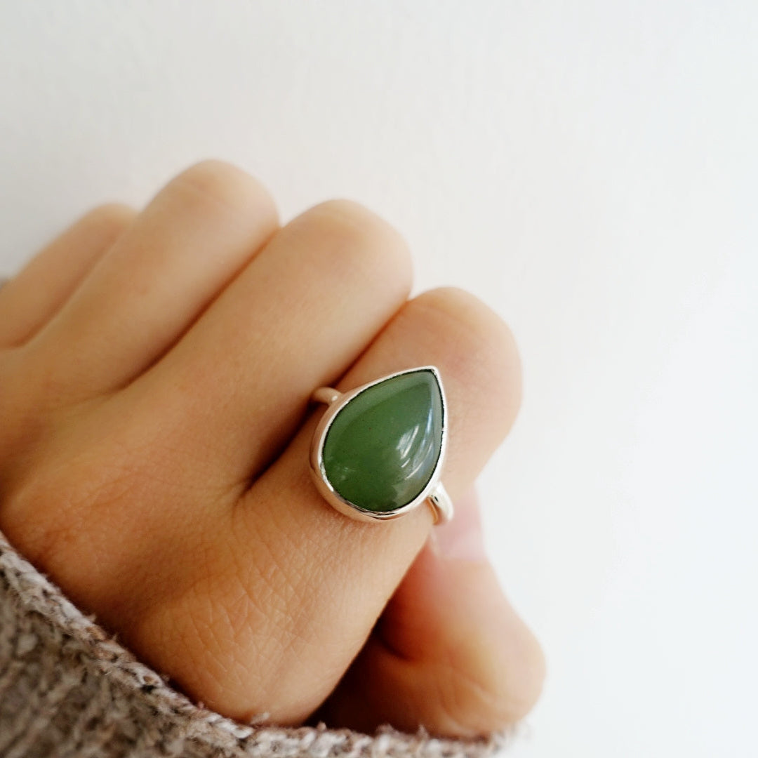 Stone Asilia Ring -  (Aventurine teardrop)