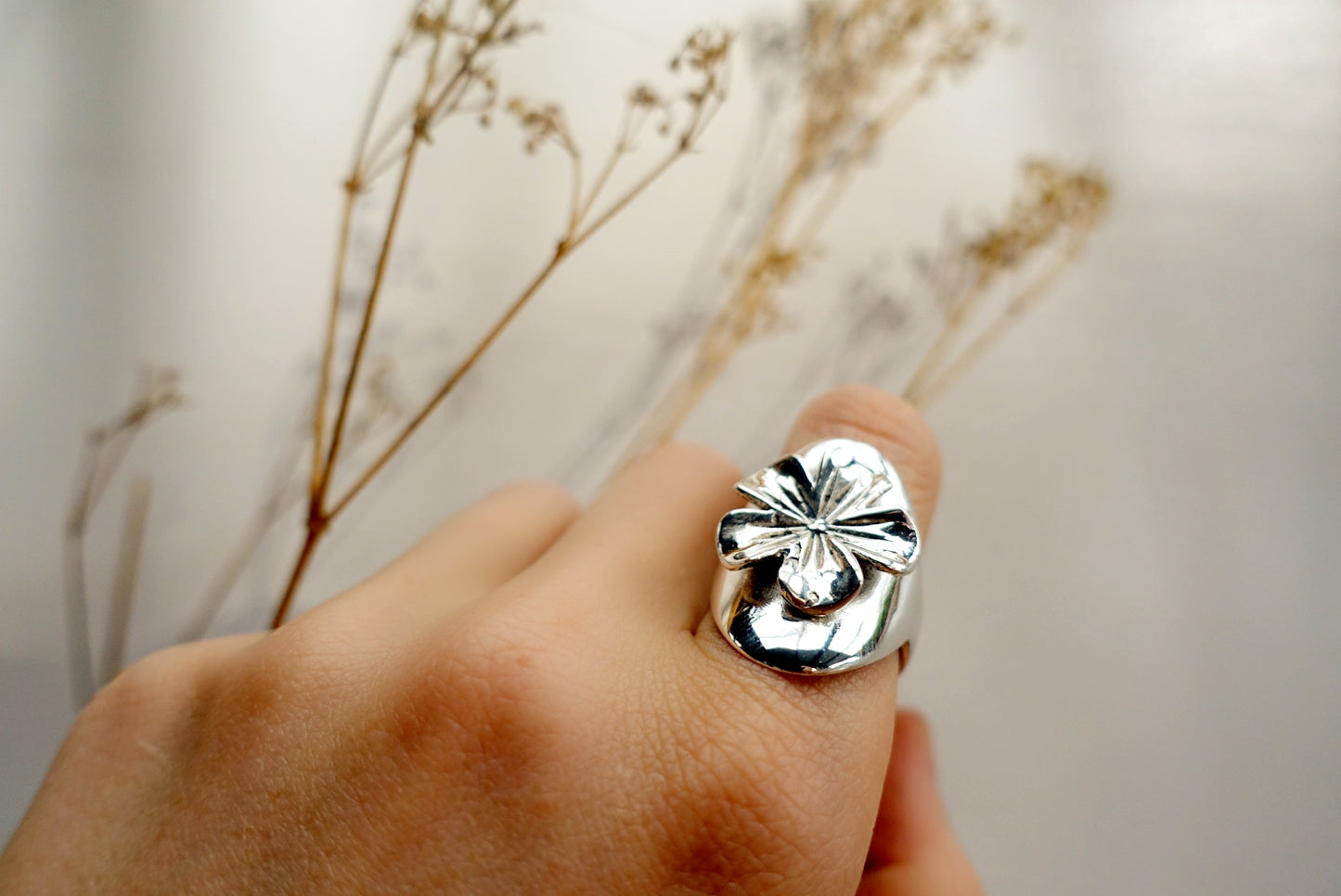 Tropical Flower Shield Ring