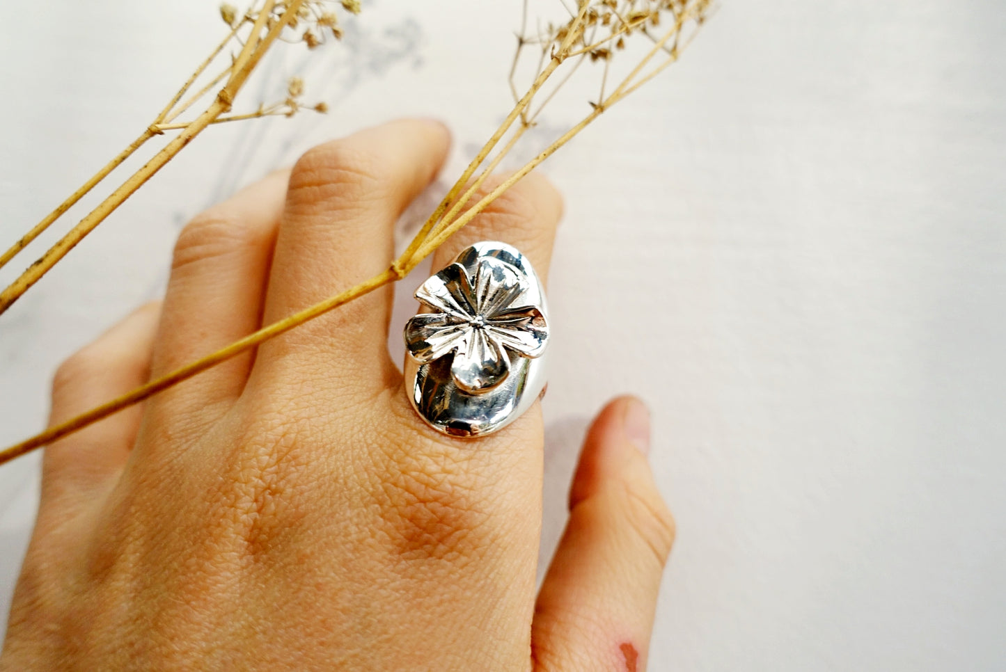 Tropical Flower Shield Ring