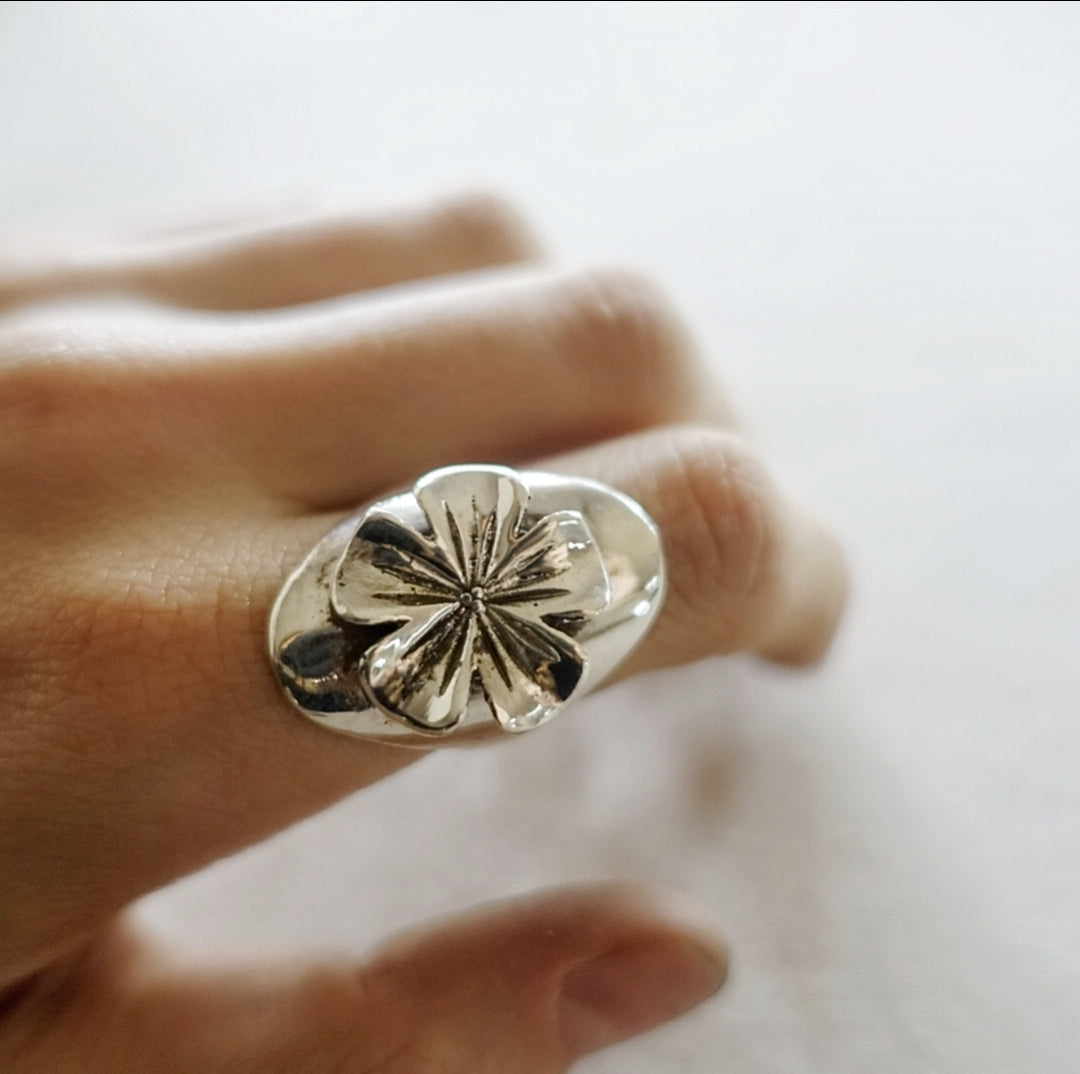 Tropical Flower Shield Ring