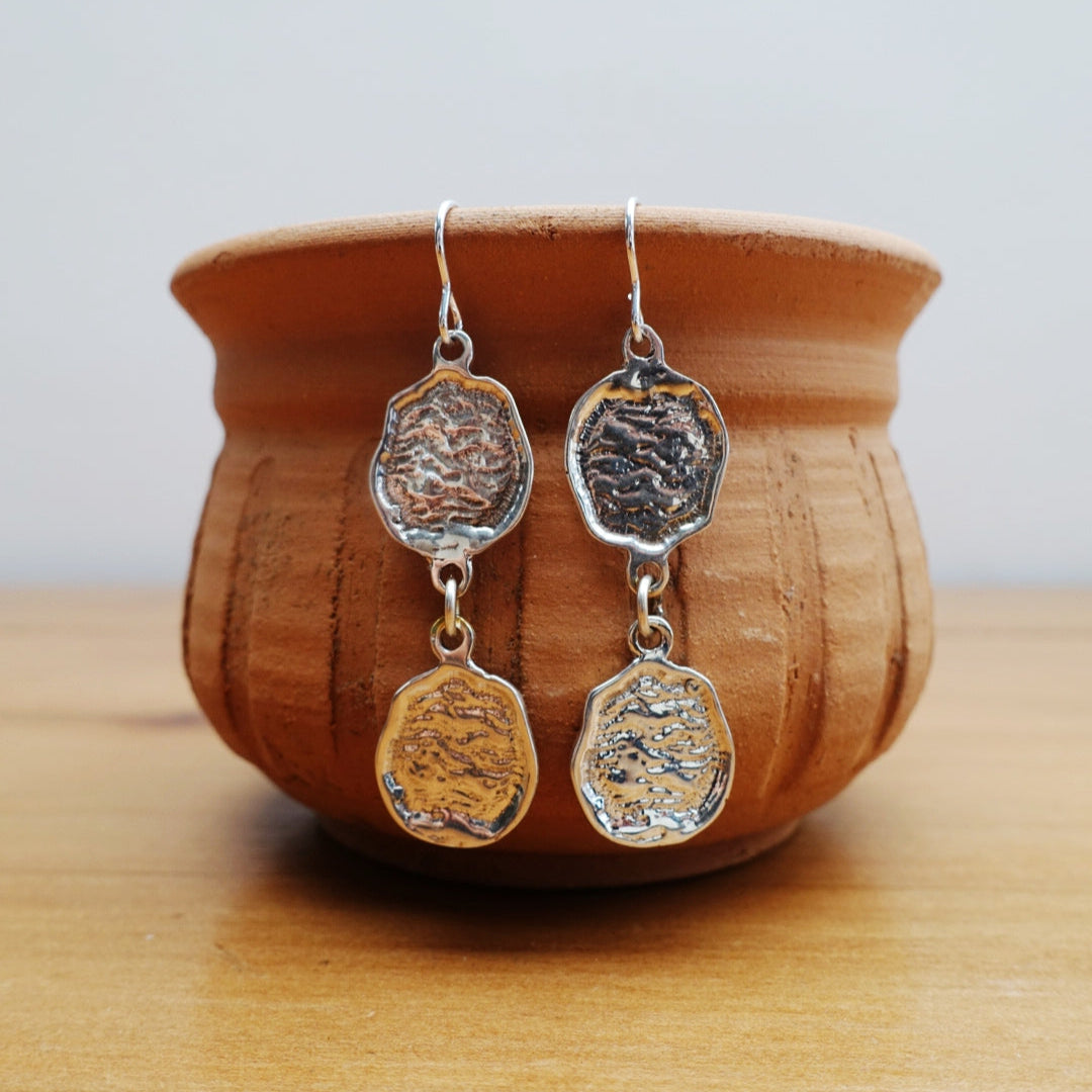 Mara Elephant Footprint Double-Drop Earrings