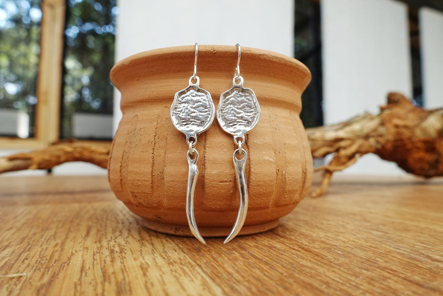 Mara Elephant Footprint + Tusk Earrings