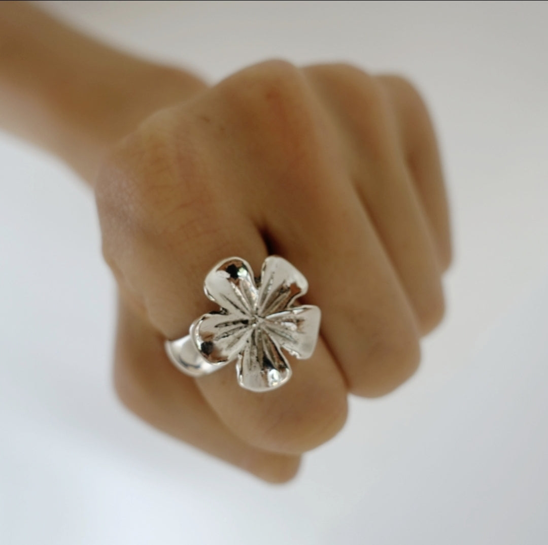 Tropical Flower Halo Ring