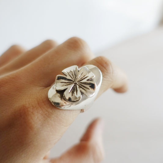 Tropical Flower Shield Ring