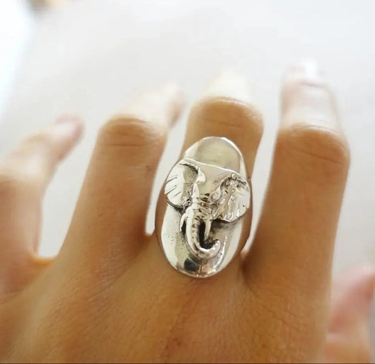 Tsavo Elephant Head Shield Ring